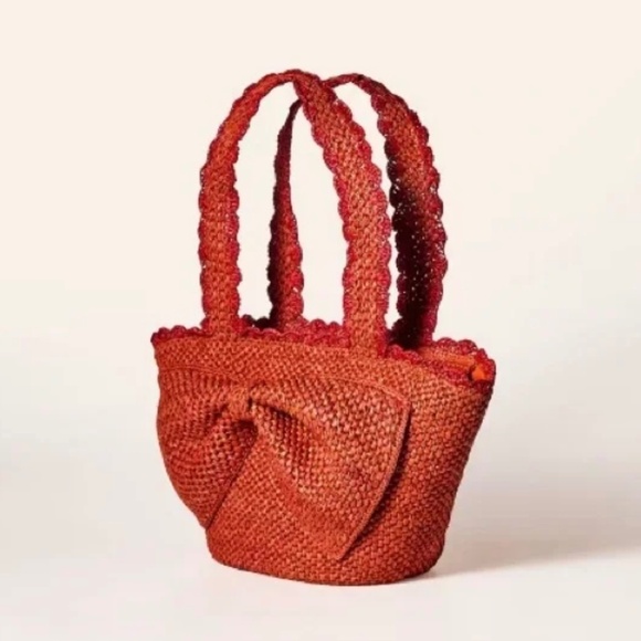Kate Spade x Target Raffia Bow Tote Red - Picture 2 of 3